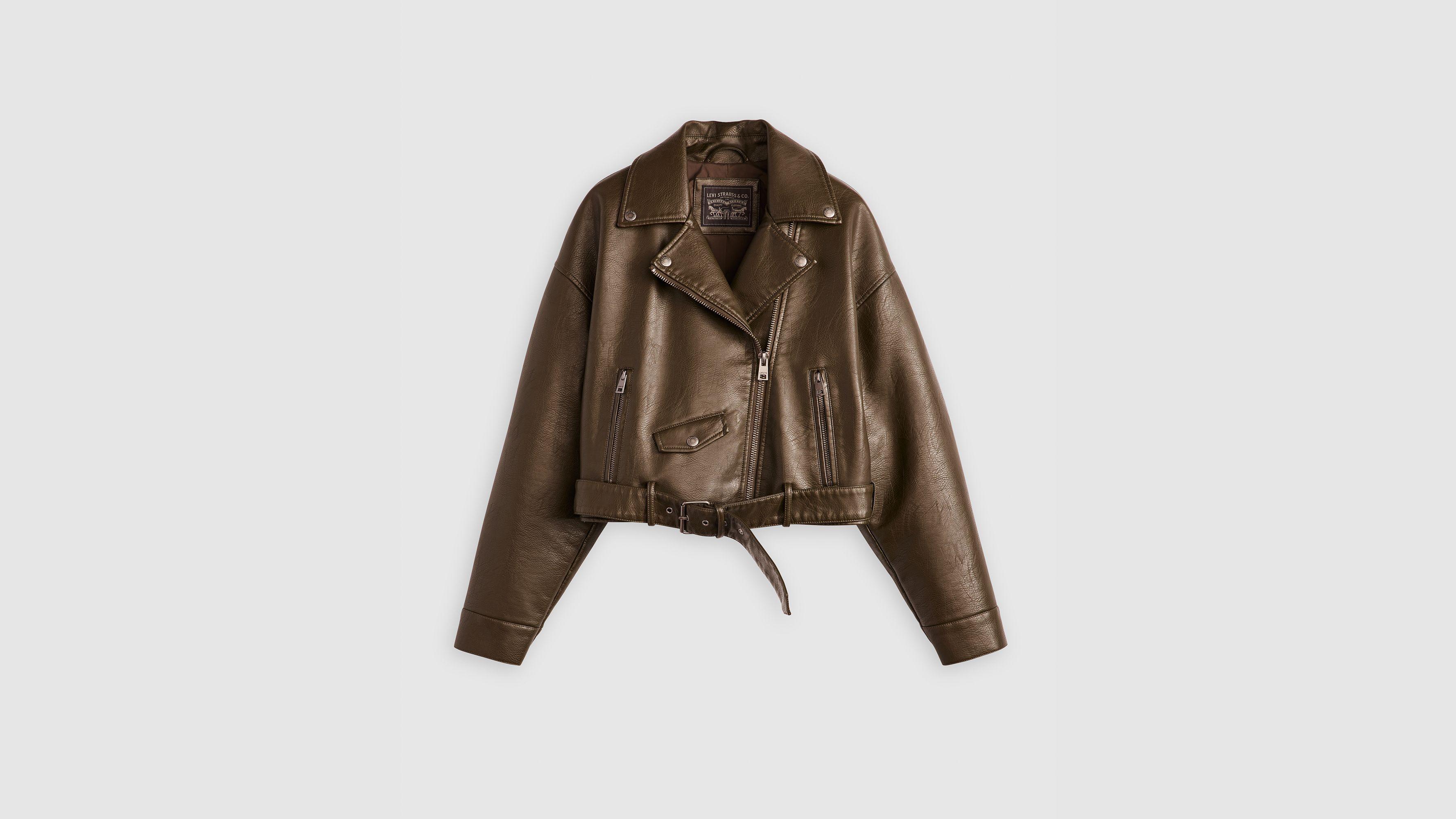 Belted Crop Moto Jacket Product Image