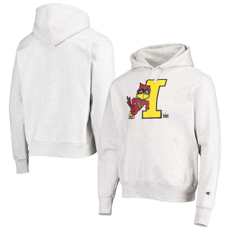 Mens Champion Heathered Gray Iowa State Cyclones Team Vault Logo Reverse Weave Pullover Hoodie Grey Product Image