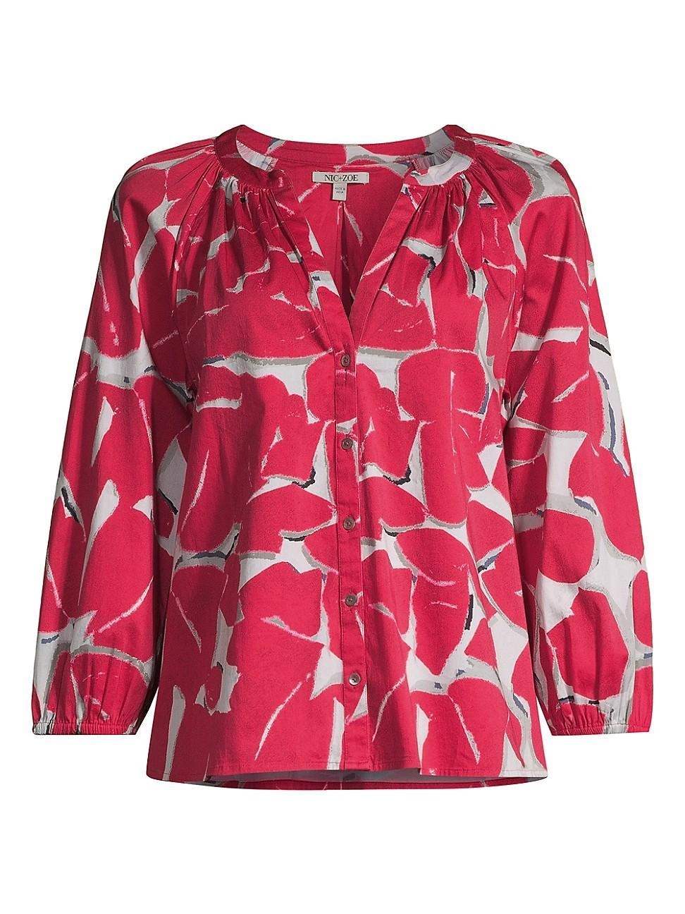 Womens Bold Petals Stretch Cotton Shirt Product Image