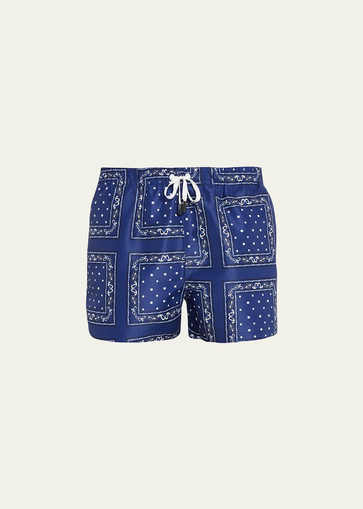 Mens Wave-Print Fitted Swim Trunks Product Image