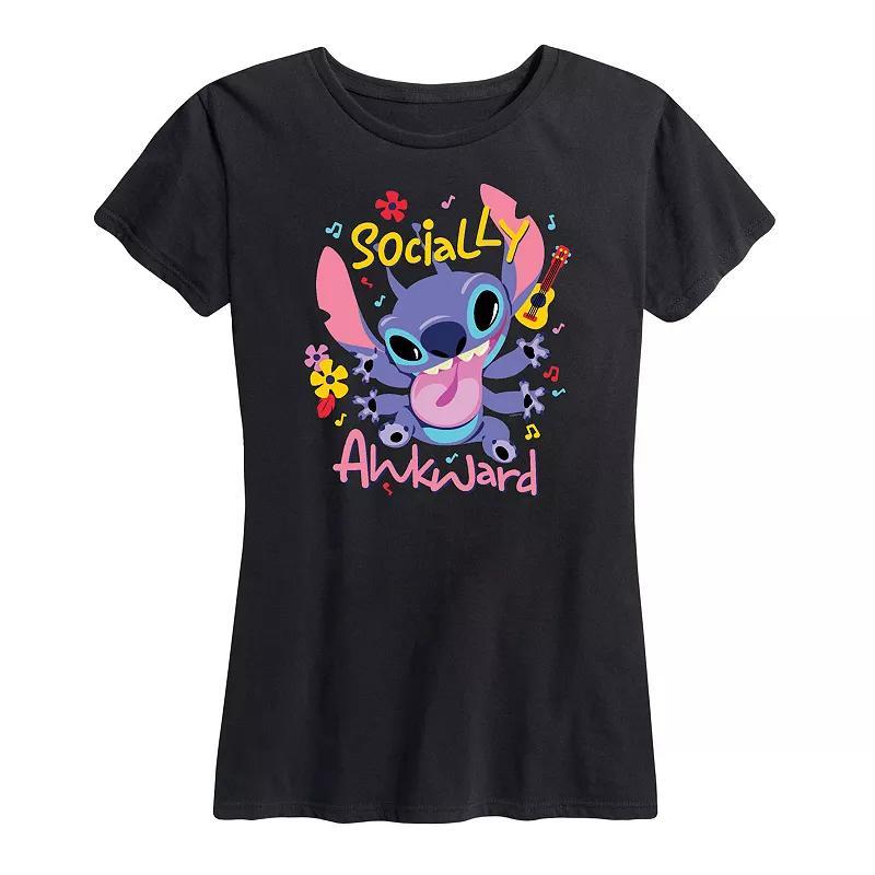 Disneys Lilo & Stitch Womens Socially Awkward Graphic Tee Product Image