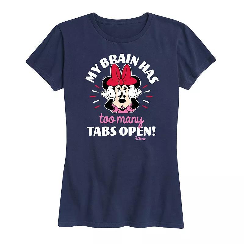 Disneys Minnie Mouse My Brain Too Many Tabs Graphic Tee, Womens Heather Grey Product Image