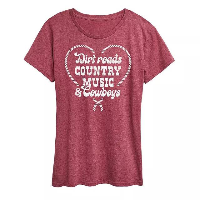 Womens Dirt Roads Country Music Cowboys Graphic Tee Product Image