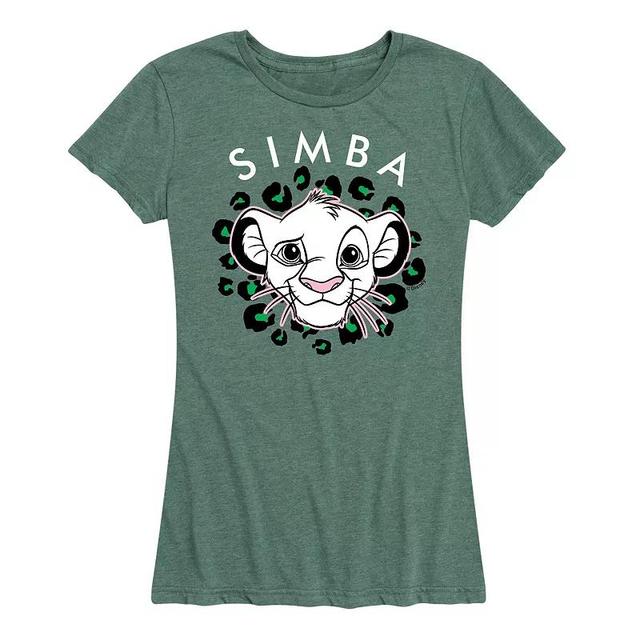 Disneys Lion King Simba Womens Green Spots Graphic Tee Grey Gray Product Image