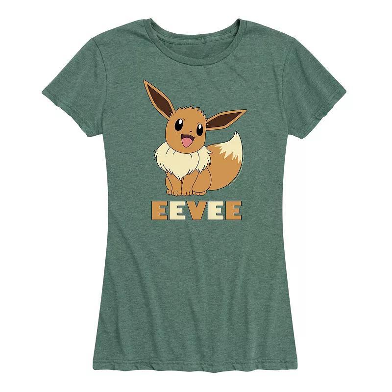 Womens Pokemon Eevee Graphic Tee Grey Green Product Image