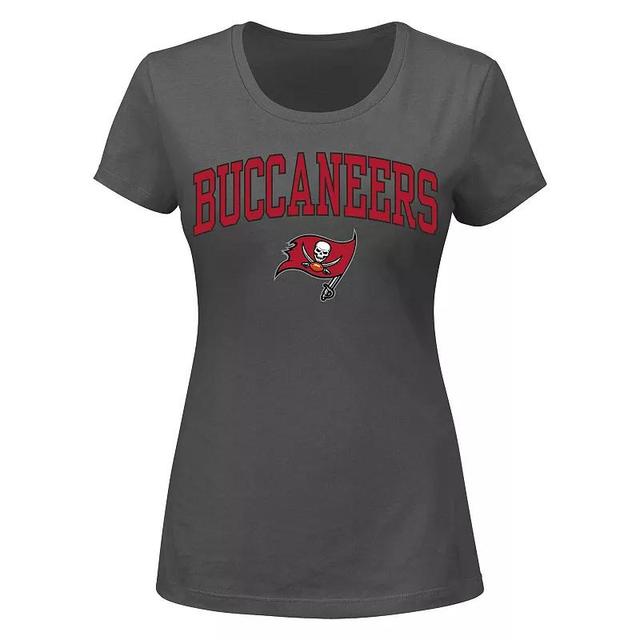 Womens Fanatics Heather Charcoal Tampa Bay Buccaneers Plus Size Arch Over Logo T-shirt Product Image