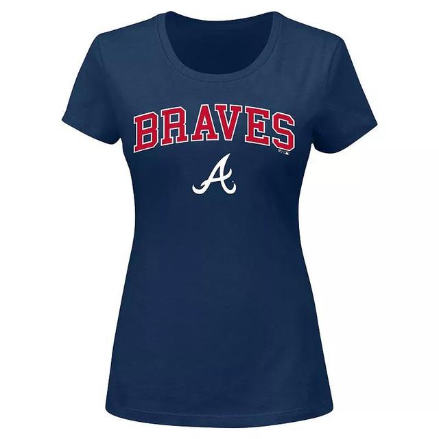 Womens Profile Atlanta Braves Plus Size Arch Logo T-Shirt Blue Product Image