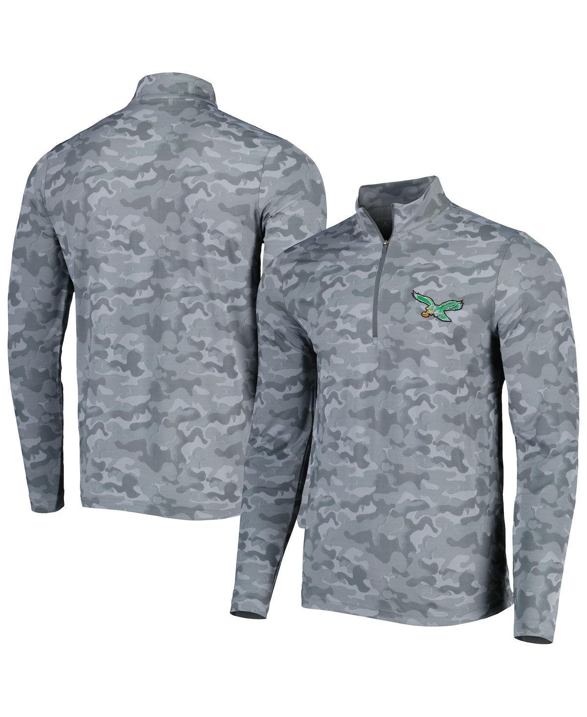 Mens Antigua Gray Philadelphia Eagles Brigade Throwback Quarter-Zip Top Product Image