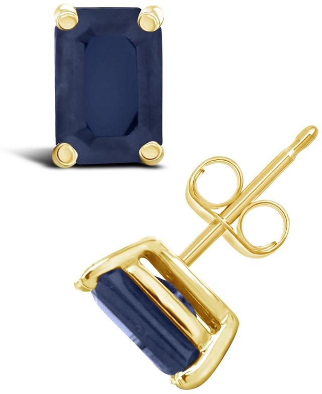 Celebration Gems 14k Gold Emerald Cut Sapphire Stud Earrings, Womens, 14k Whgold Product Image