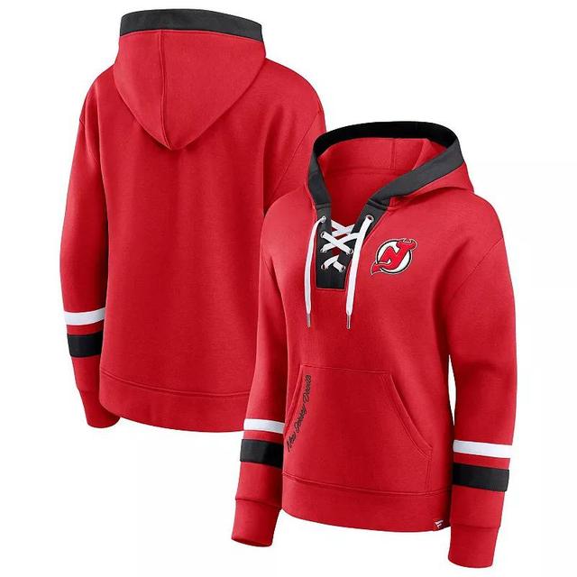 Womens Fanatics Branded Red New Jersey Devils Bombastic Exclusive Lace-Up Pullover Hoodie Product Image