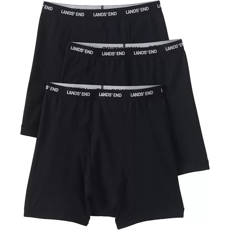 Big & Tall Lands End 3-Pack Knit Boxer Briefs, Mens Dark Grey Product Image