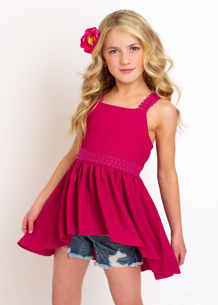 Elmina Top in Hibiscus Product Image