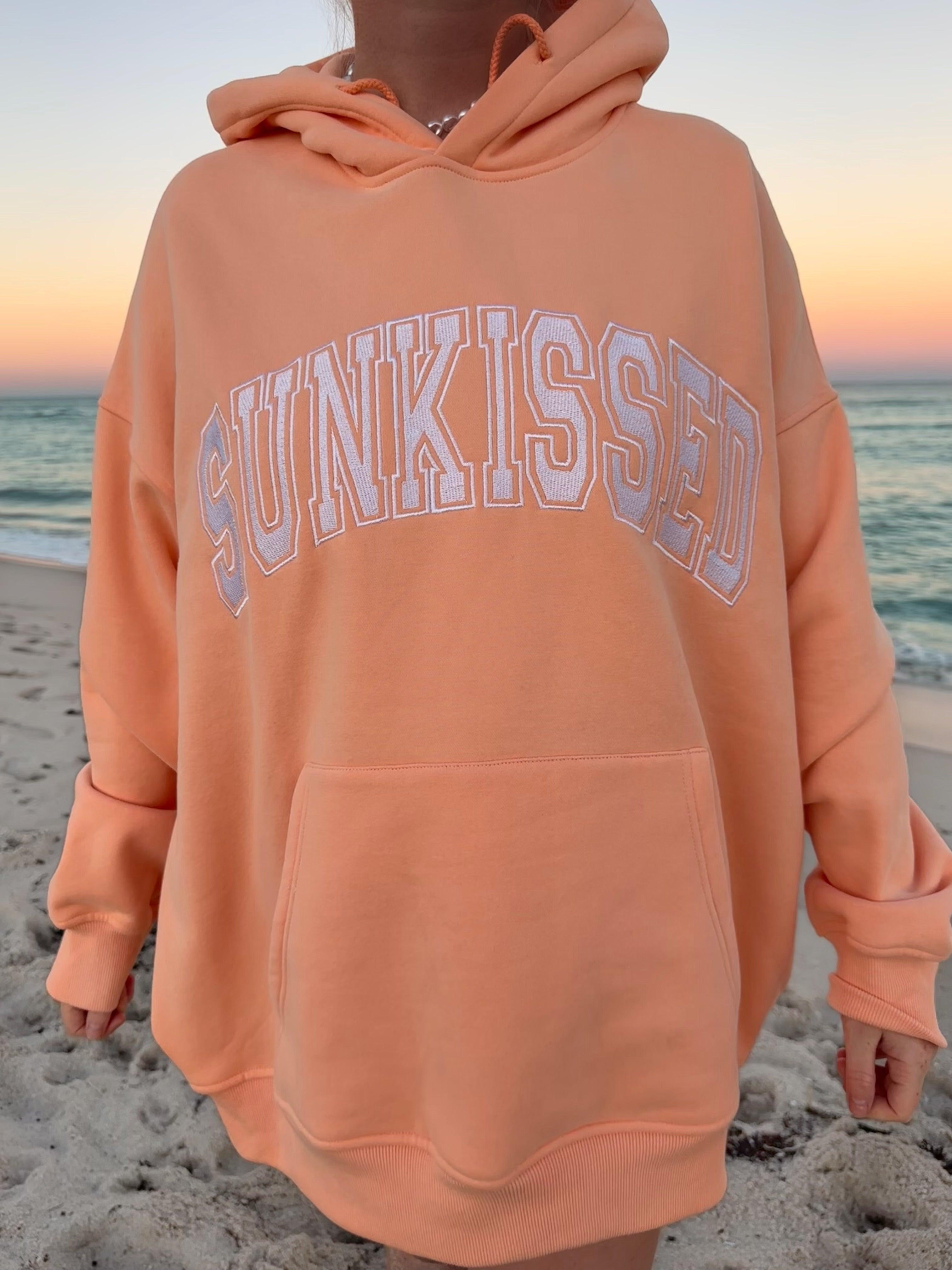 Sherbet Orange Varsity Embroider Hoodie Product Image