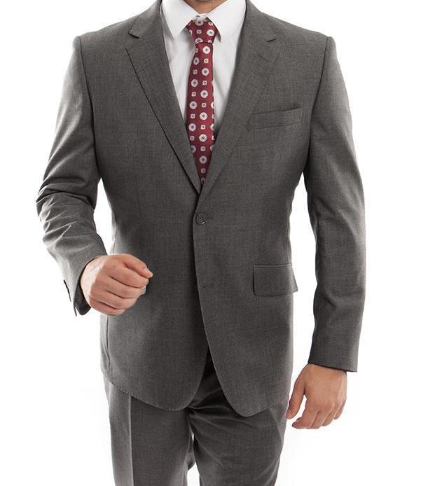 Arezzo Collection - 100% Wool Suit Modern Fit Italian Style 2 Piece in Dark Gray product image