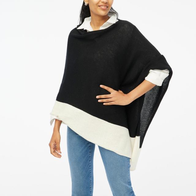 Cotton-blend colorblock sweater poncho Product Image