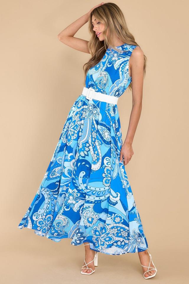 Aura Like Fine Art Blue Multi Print Maxi Dress Product Image