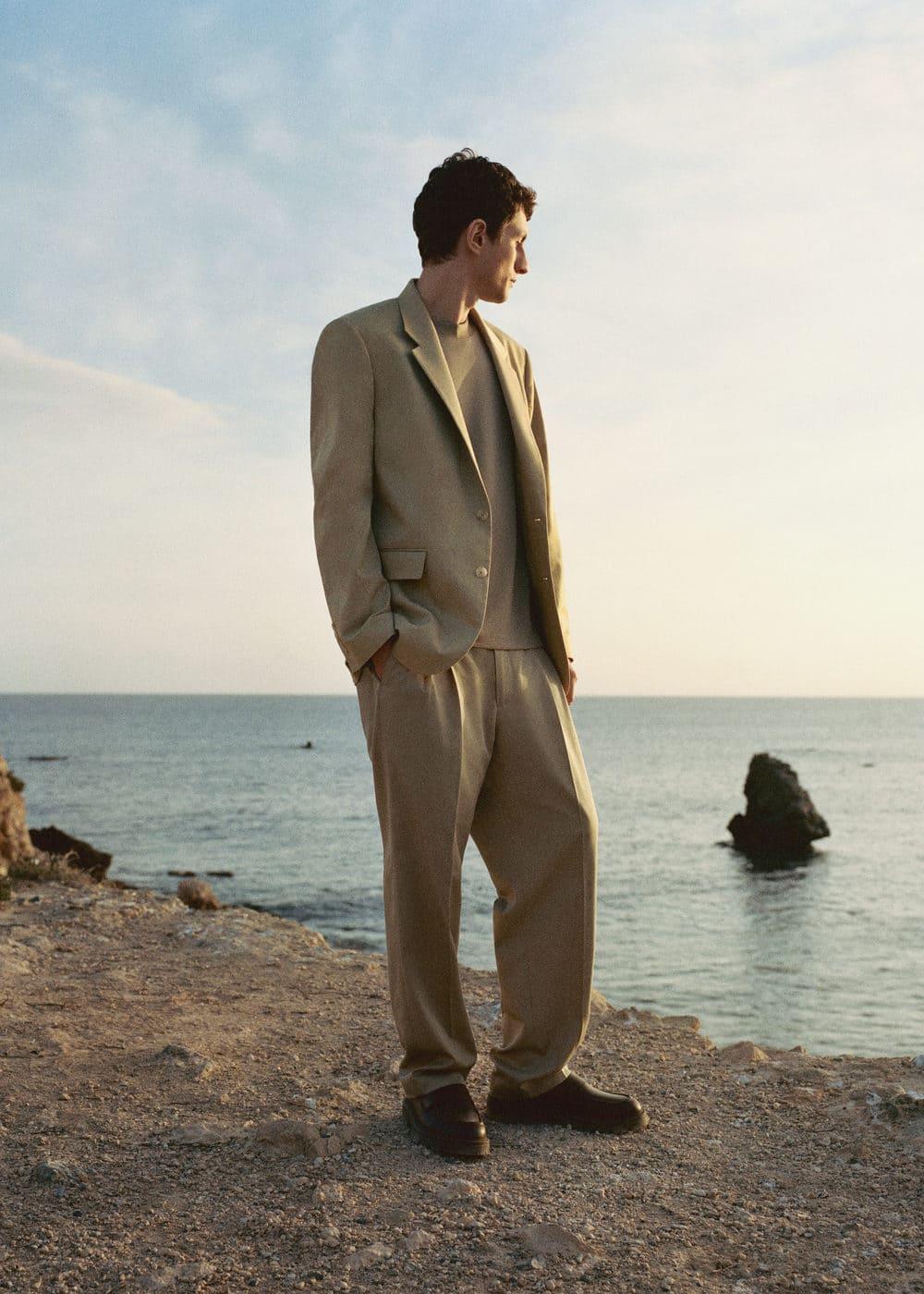 MANGO MAN - Regular-fit suit pants with pleats beigeMen Product Image