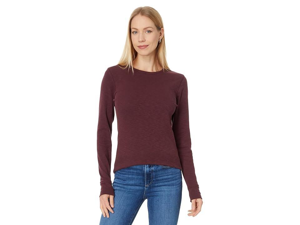 Lilla P Long Sleeve Raw Edge Crew (Wine) Women's Clothing Product Image