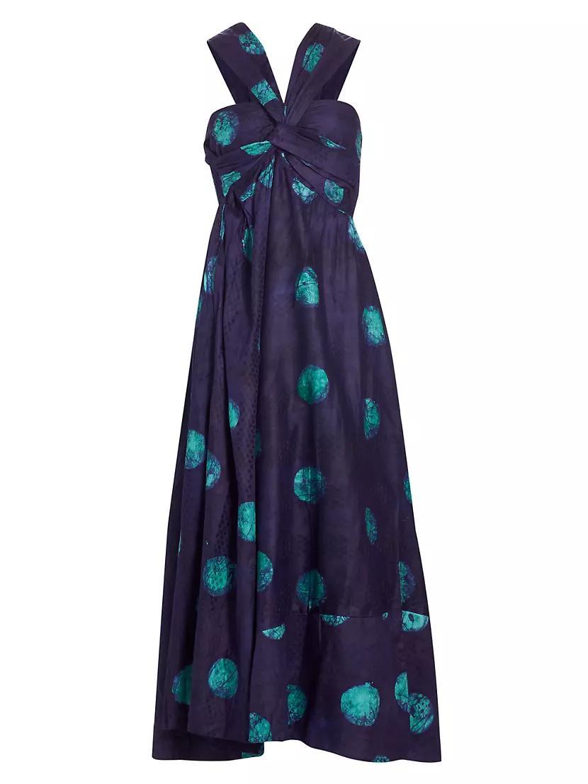 Anike Cotton Halter Dotted Maxi Dress Product Image