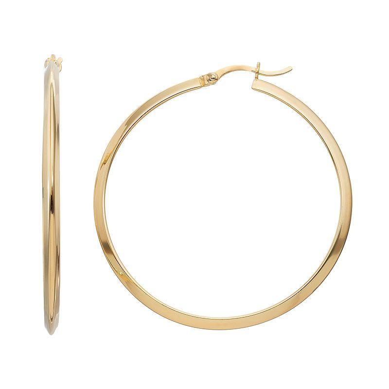 18k Gold Over Silver Hoop Earrings, Womens, Yellow Product Image