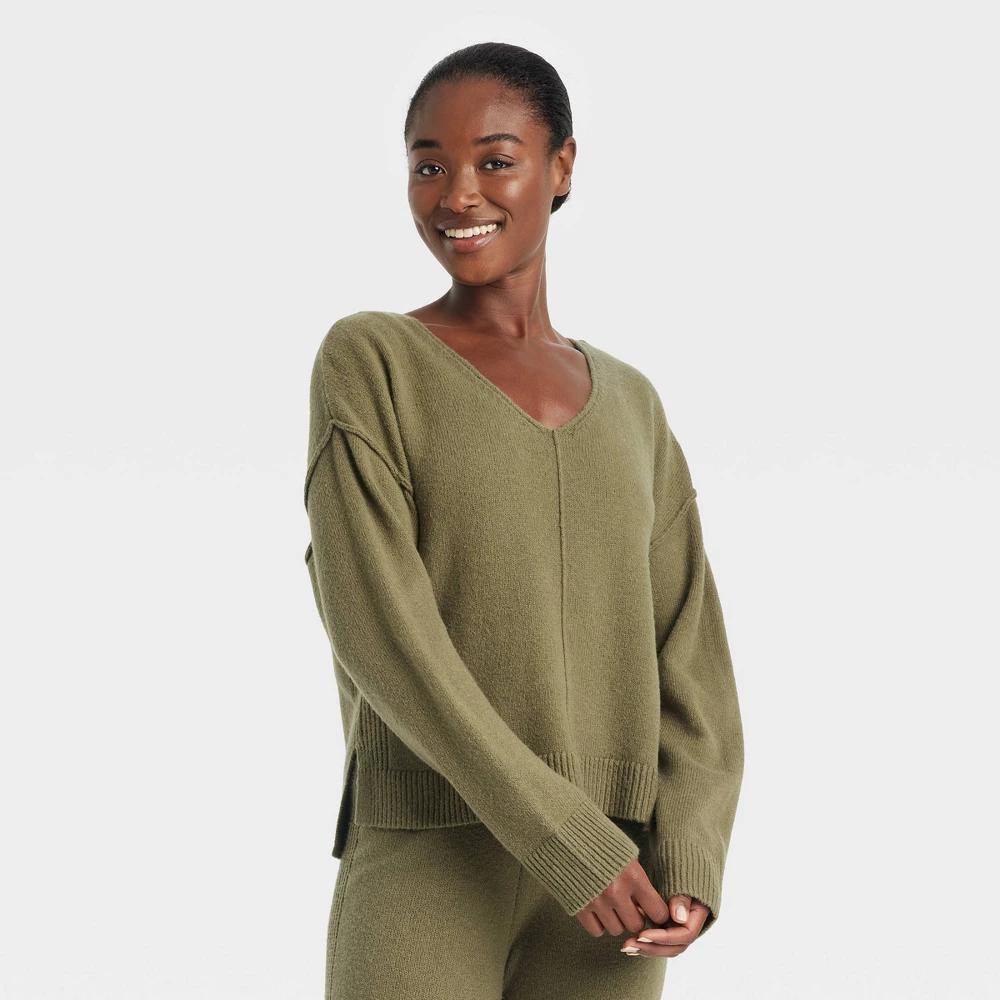 Womens Pullover Pajama Sweater - Auden Olive XS Product Image