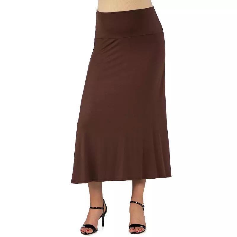 Maternity 24Seven Comfort Elastic Waist Maxi Skirt, Womens Brown Product Image