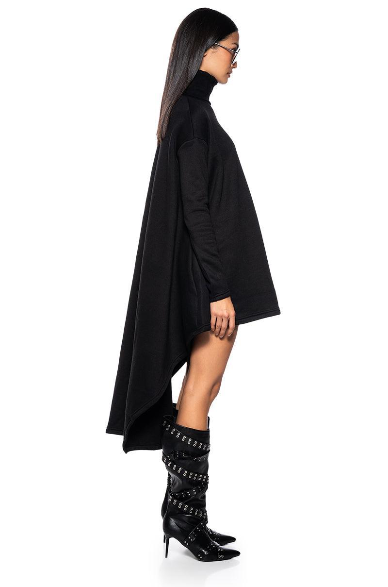 COZY MODE TURTLENECK HIGH LOW SWEATSHIRT DRESS Product Image