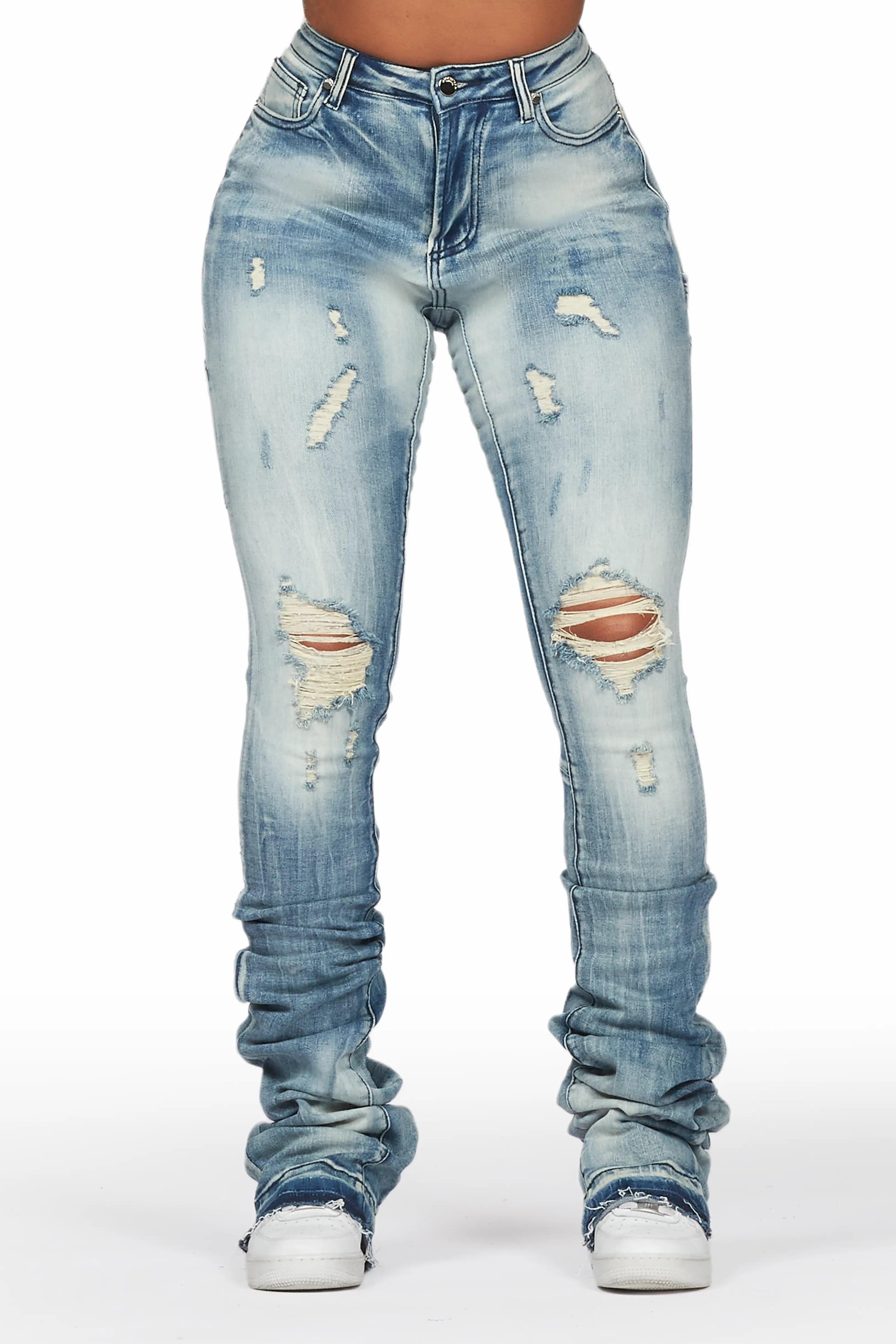 Ashlee Light Wash Super Stacked Jean Female Product Image