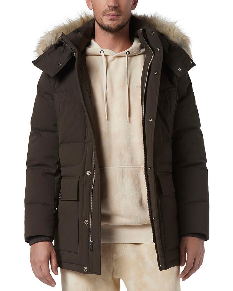 Andrew Marc Olmstead Hooded Down Puffer Jacket with Faux Fur Trim Product Image