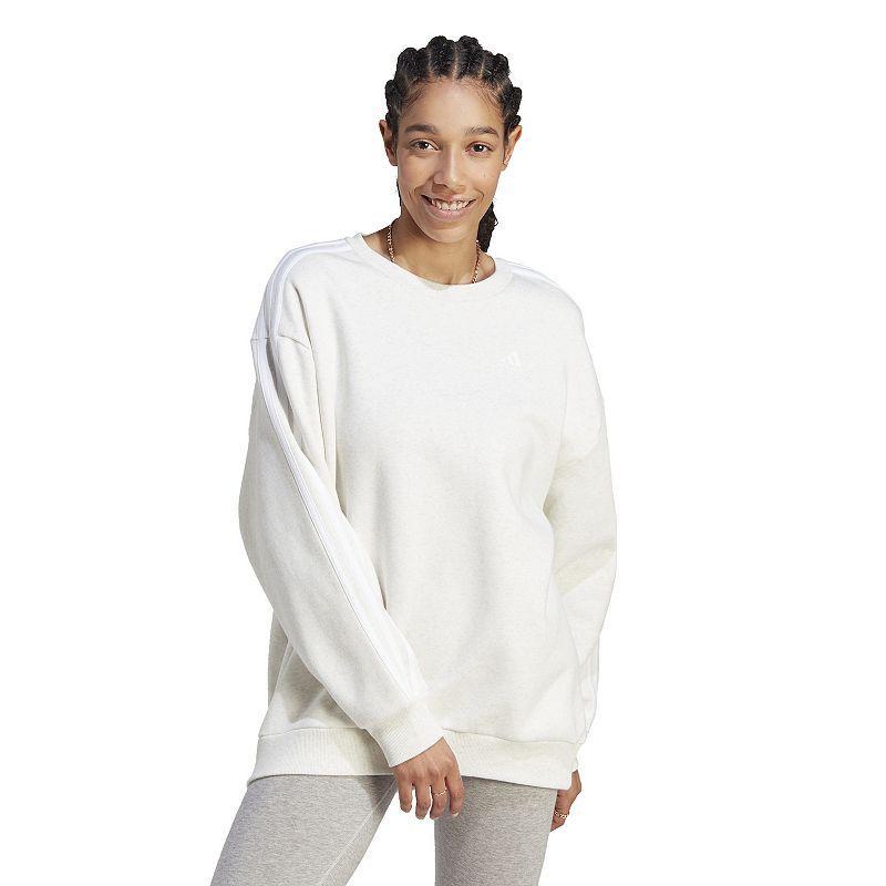 Womens adidas Essentials 3-Stripes Oversized Fleece Sweatshirt White Product Image