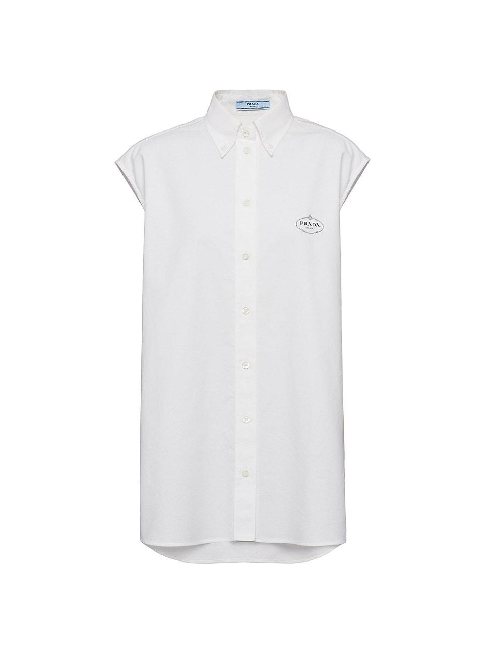 Womens Embroidered Oxford Cotton Shirt Product Image