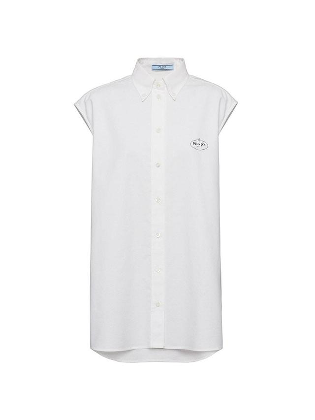 Womens Embroidered Oxford Cotton Shirt Product Image