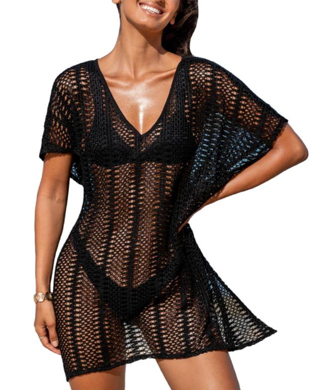 Women's Black Mesh Over Cover-Up Product Image