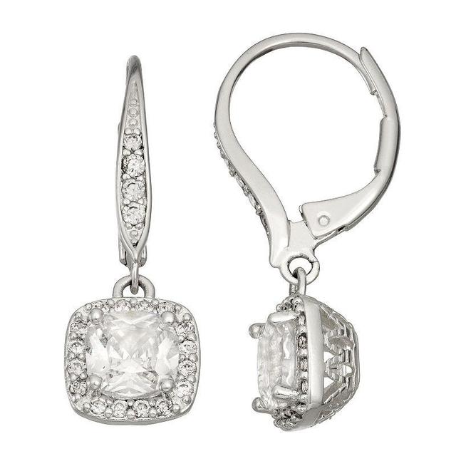 Napier Silver Tone Cubic Zirconia Accent Drop Earrings, Womens, Clear Product Image