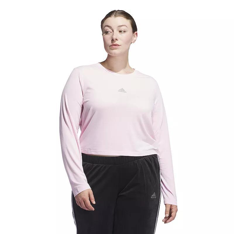 adidas Y2K Glam Tee (Plus Size) Clear Pink 1X Womens Product Image