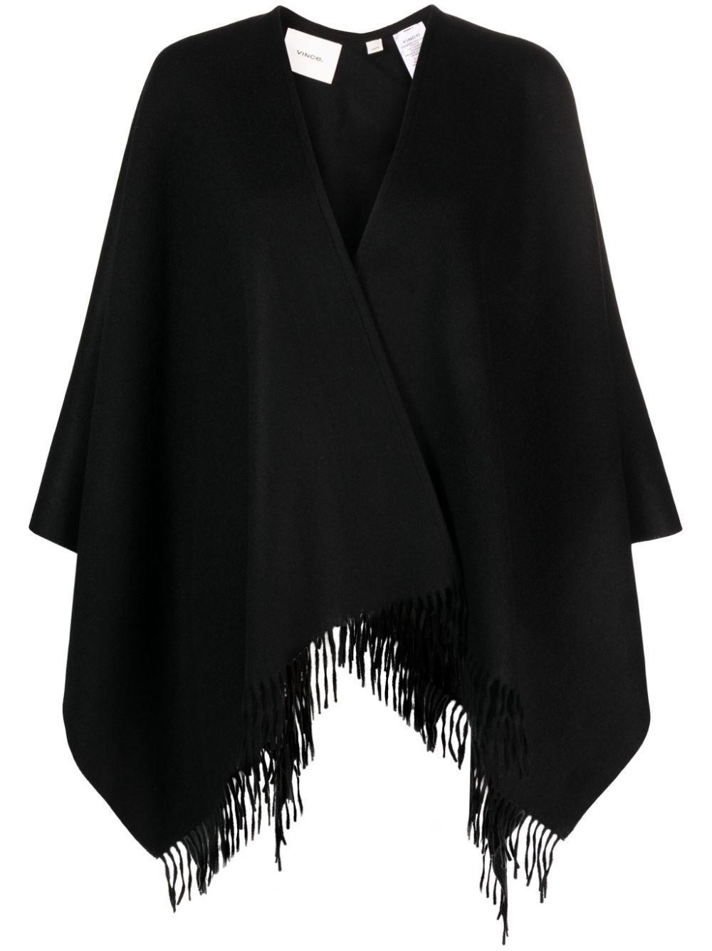 Wool & Cashmere Double Face Cape In Black Product Image