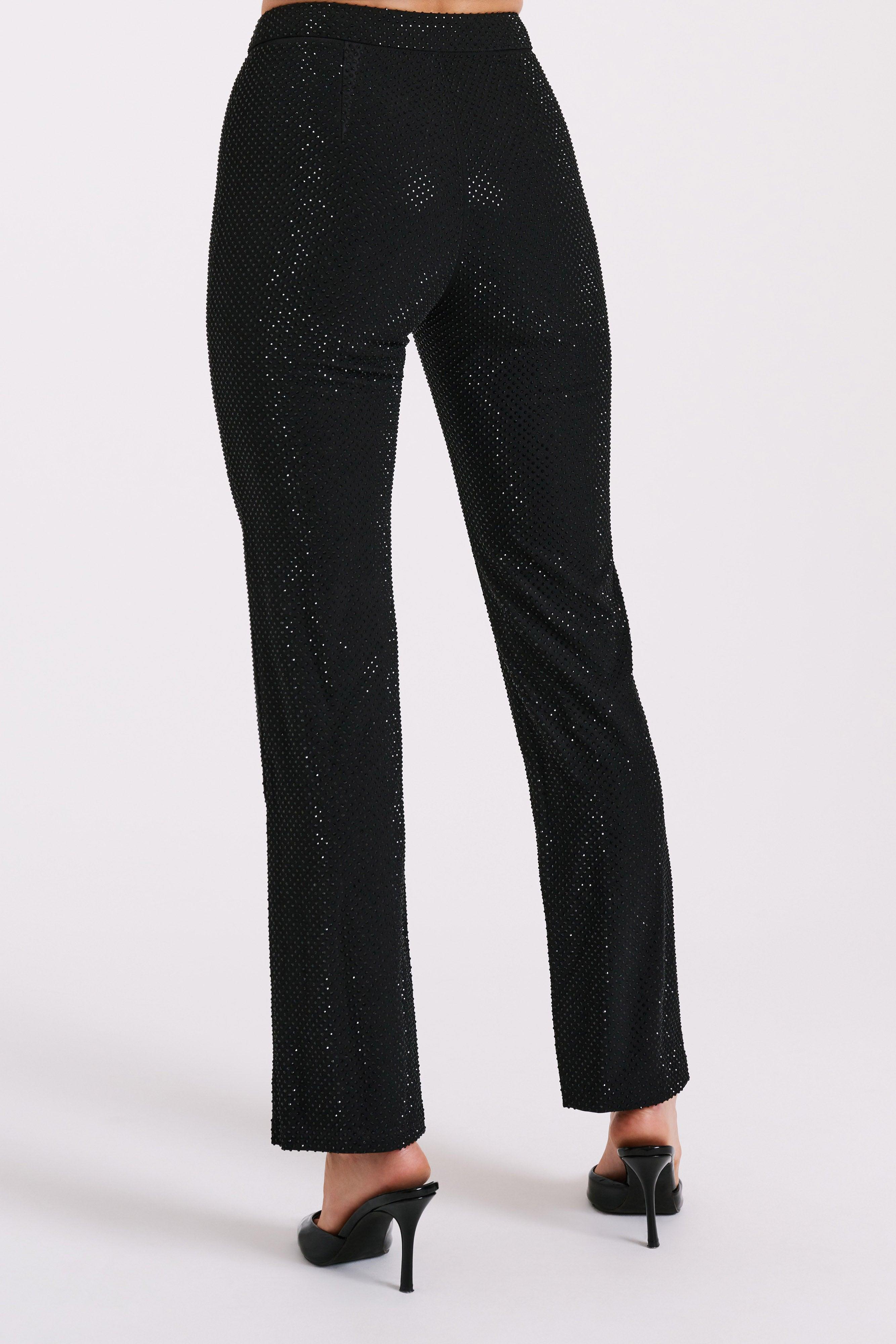 Kaycee Straight Leg Diamante Pants - Black Product Image