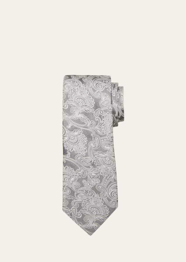 Men's Silk-Cotton Tonal Paisley Tie Product Image