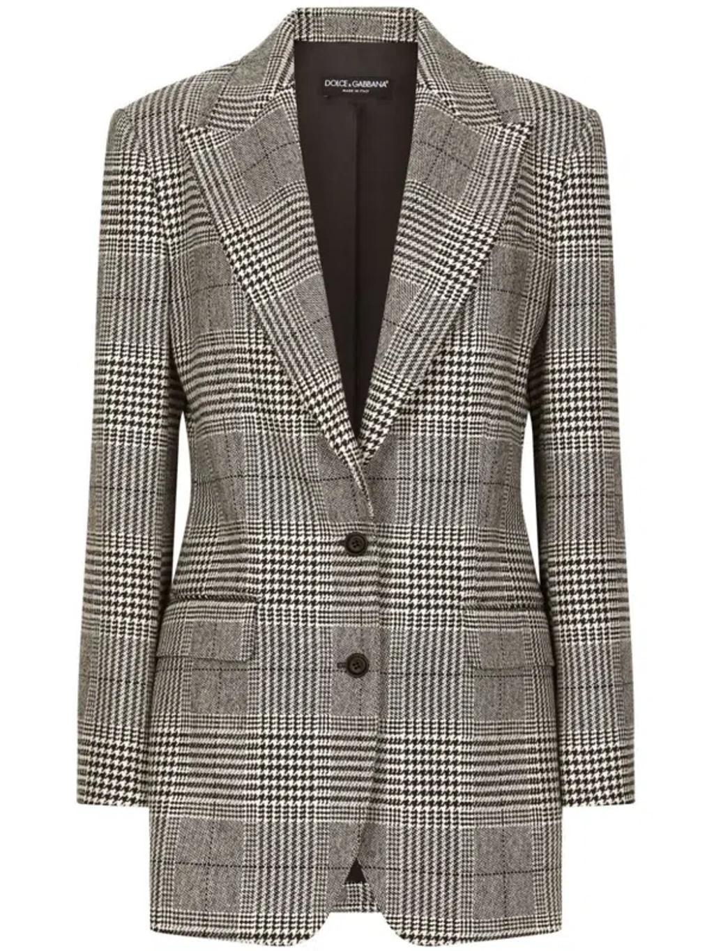 DOLCE & GABBANA Single-breasted Glen Plaid Jacket In Multicolor Product Image