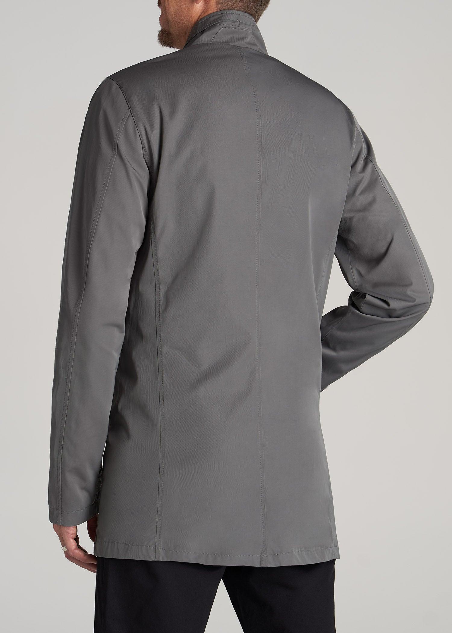 Zip Trench Coat for Tall Men in Slate Grey Male Product Image