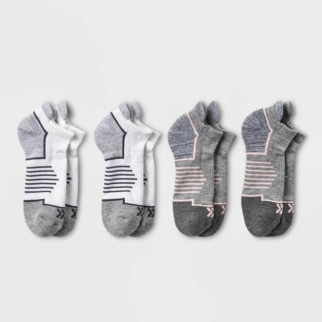 Womens Active Accents Cushioned 4pk No Show Tab Athletic Socks - All in Motion - Gray/White 4-10 Product Image