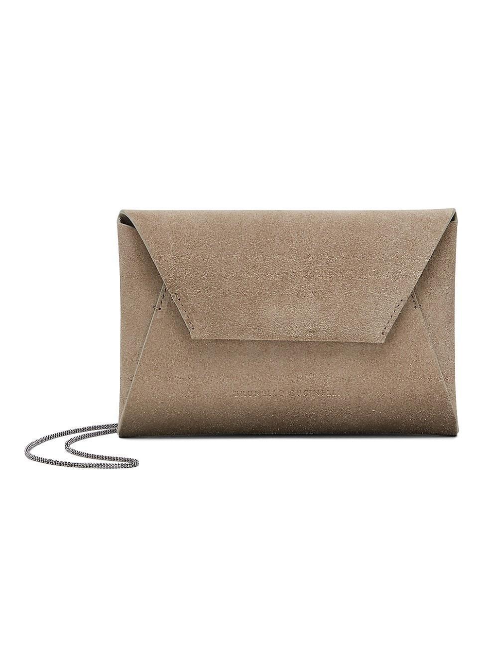 Womens Suede Envelope Bag With Precious Chain Product Image