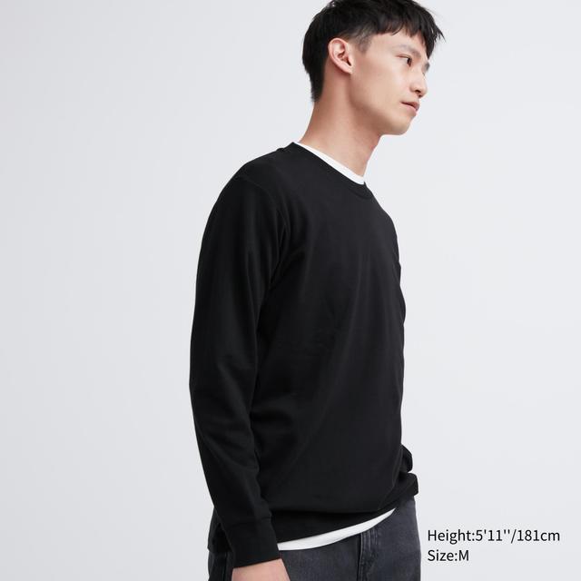 Mens Brushed Cotton Crew Neck Long-Sleeve T-Shirt 2XL UNIQLO US Product Image