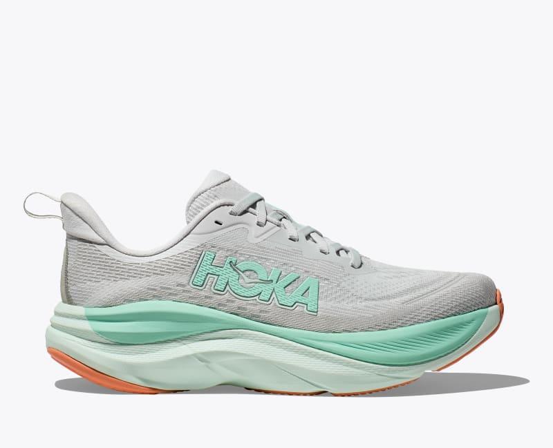 HOKA Womens Skyflow Shoes in Frost/Rose Gold, Size 8.5 Product Image