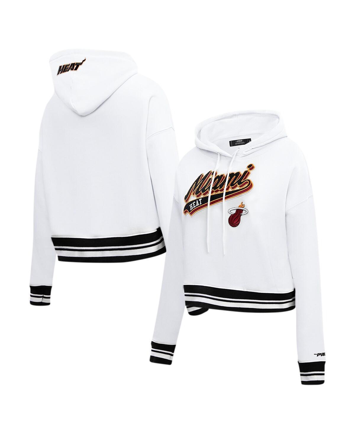 Womens Pro Standard White Miami Heat Script Tail Cropped Pullover Hoodie Product Image