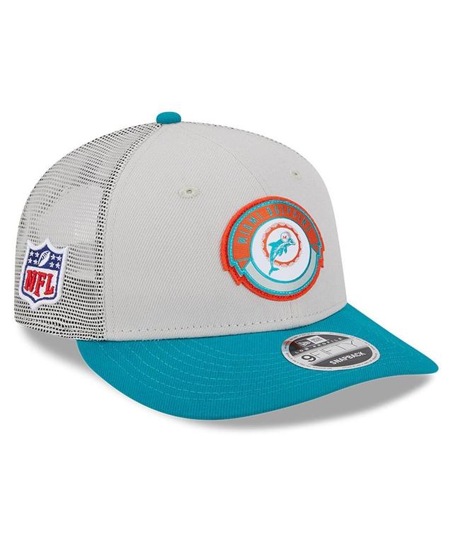 Mens New Era Cream/Aqua Miami Dolphins 2023 Sideline Historic Low Profile 9FIFTY Snapback Hat Product Image