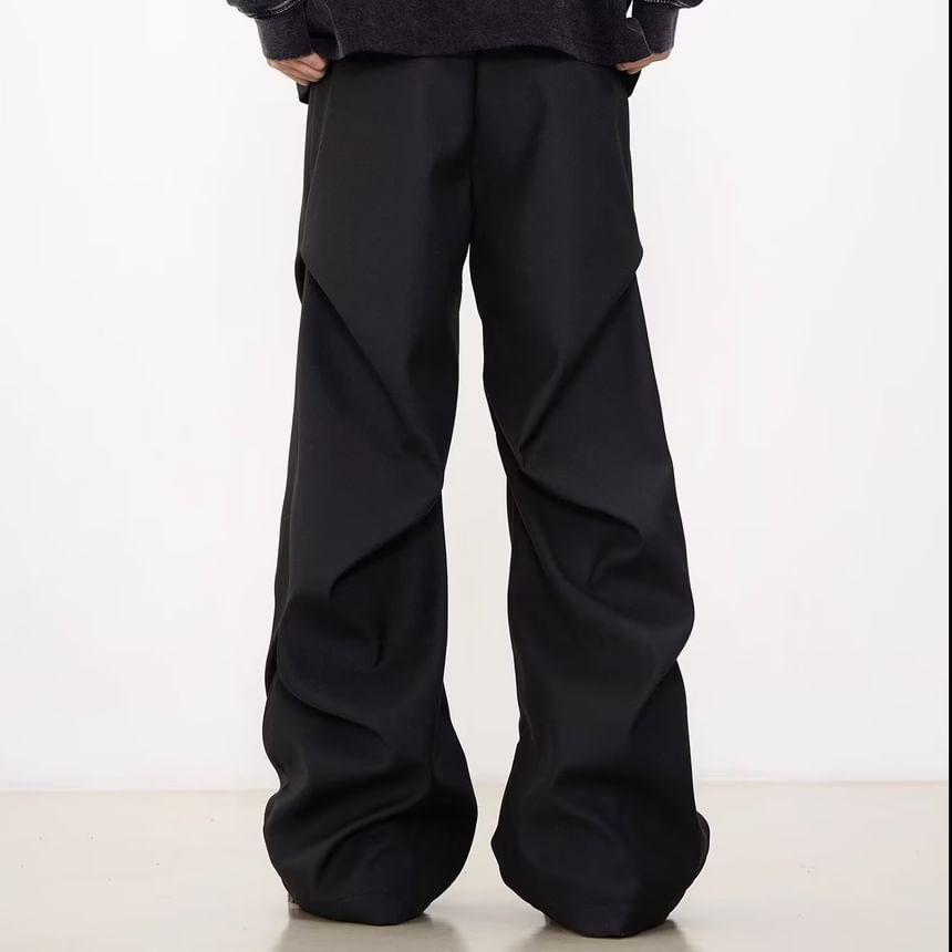 High Waist Plain Wide Leg Dress Pants Product Image