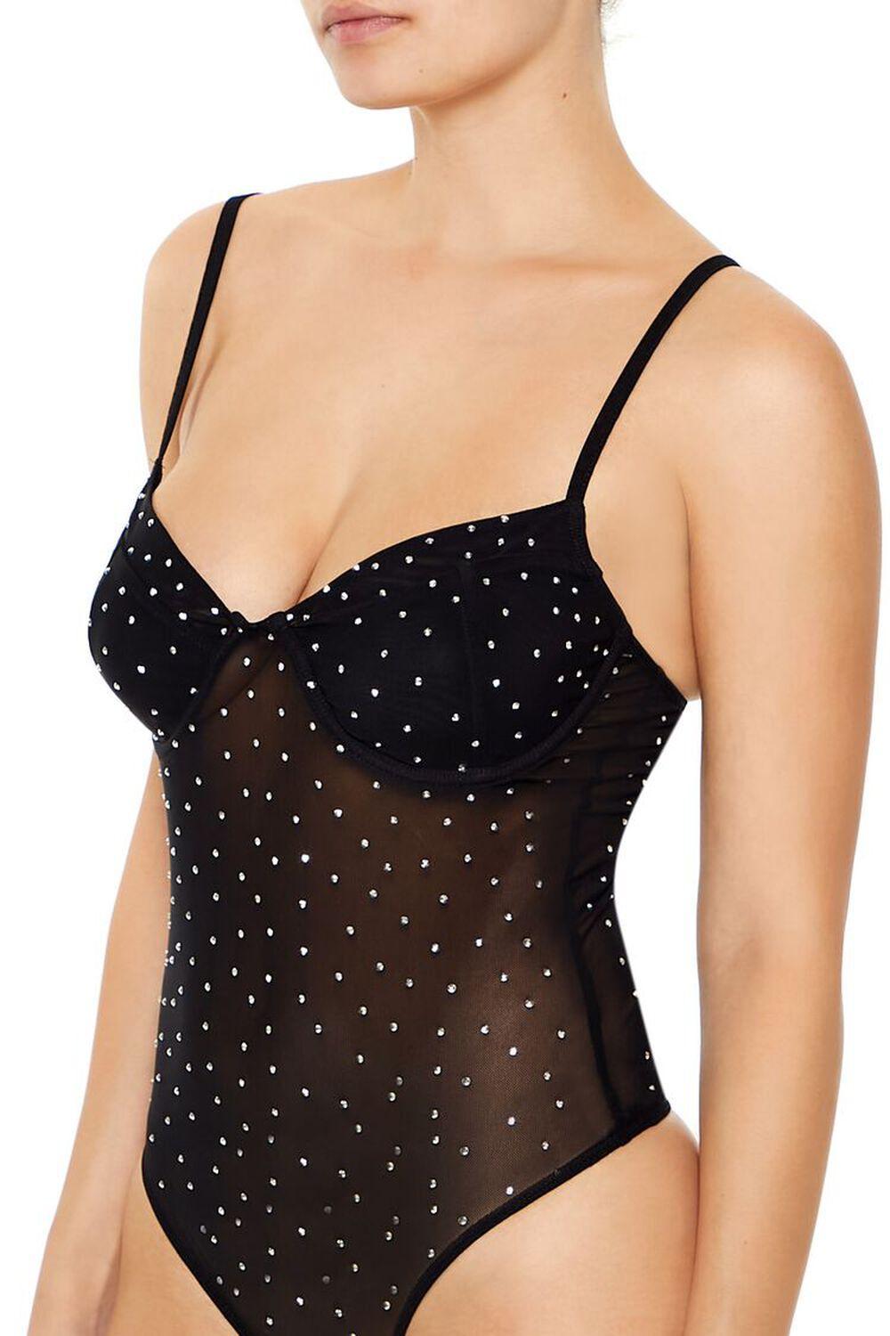 Rhinestone Mesh Thong Bodysuit | Forever 21 Product Image