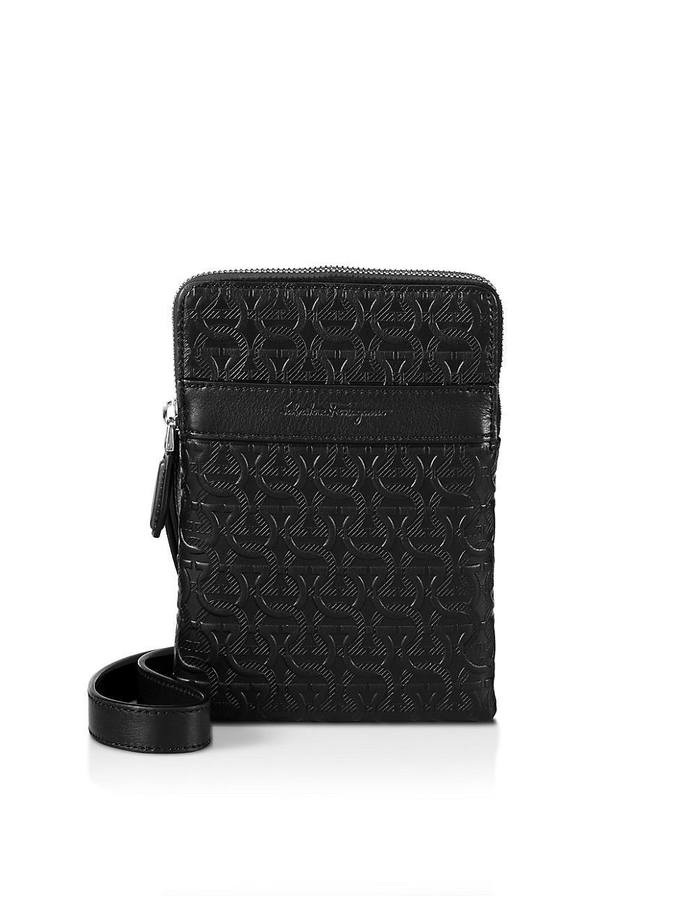 Mens Embossed Leather Crossbody Pouch Product Image