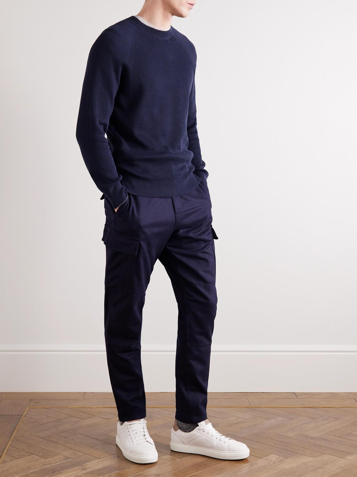 BRUNELLO CUCINELLI Blue Cotton Sweater Product Image